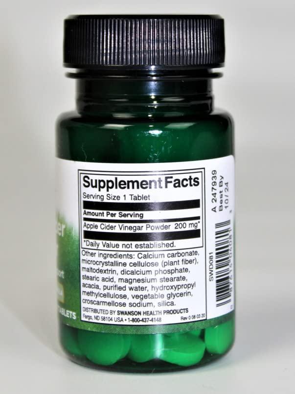 Swanson Best Weight-Control Formulas Double-Strength Apple Cider Vinegar 200mg 30 Tablets