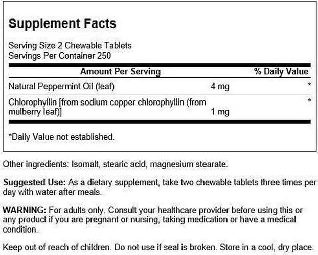 Swanson Chlorophyllin and Mint 500 Chwbls