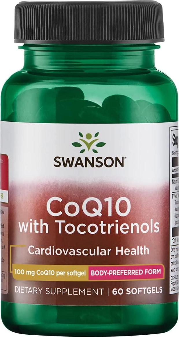 Swanson Coq10 100 Milligrams with 10 Milligrams Tocotrienols 100 Milligrams 60 Sgels