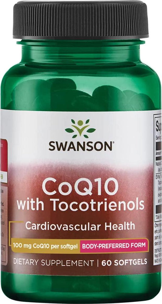 Swanson Coq10 100 Milligrams with 10 Milligrams Tocotrienols 100 Milligrams 60 Sgels