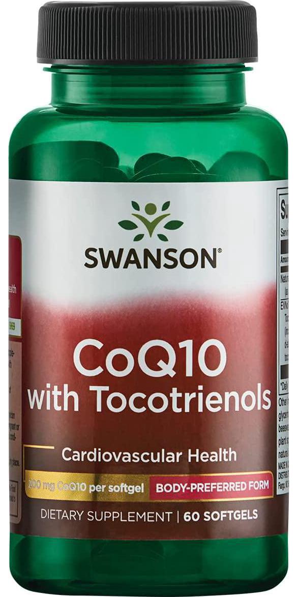 Swanson Coq10 200 Milligrams w/ 20 Milligrams Tocotrienols 200 Milligrams 60 Sgels