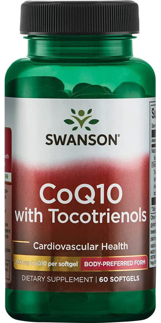 Swanson Coq10 200 Milligrams w/ 20 Milligrams Tocotrienols 200 Milligrams 60 Sgels