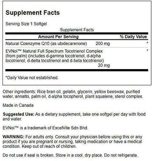 Swanson Coq10 200 Milligrams w/ 20 Milligrams Tocotrienols 200 Milligrams 60 Sgels