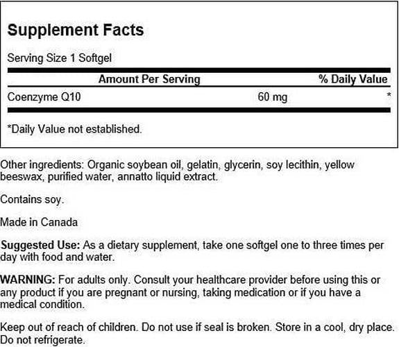 Swanson Coq10 60 60 Milligrams 120 Sgels