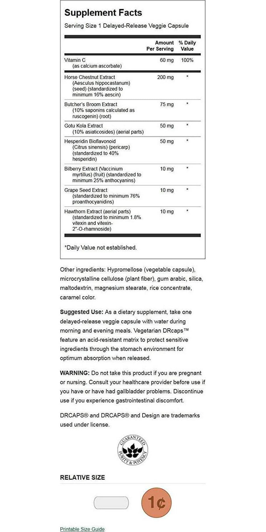 Swanson Delayed-Release Leg Vein Essentials 60 Veg Capsules