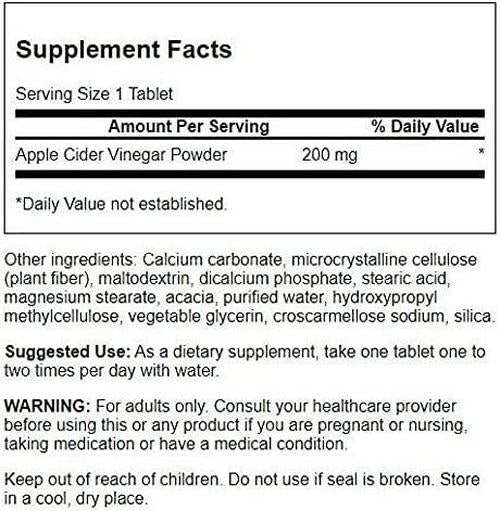 Swanson Double-Strength Apple Cider Vinegar 200 Milligrams 30 Tabs