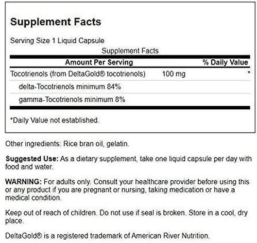 Swanson Double Strength Tocotrienols 100 Milligrams 60 Liq Capsules