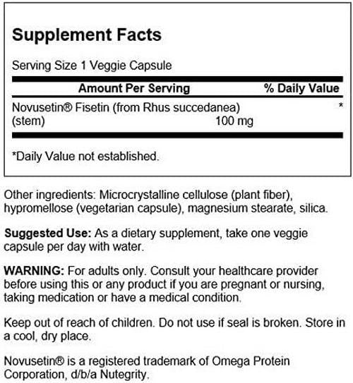 Swanson Fisetin 100 Milligrams 30 Veg Capsules