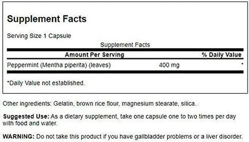 Swanson Full Spectrum Peppermint Leaf 400 Milligrams 120 Capsules
