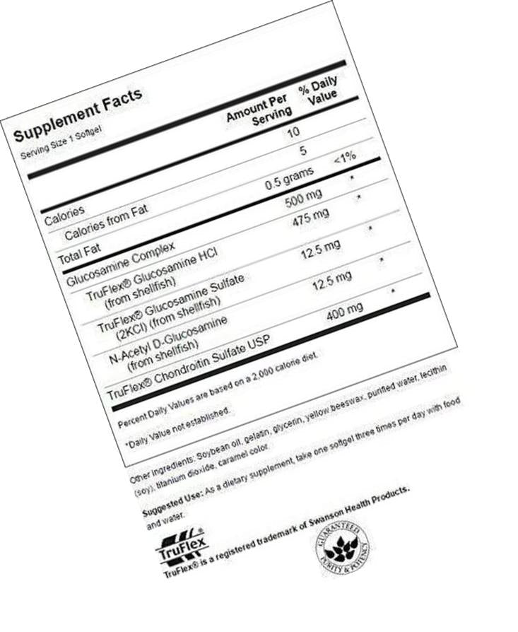 Swanson Glucosamine Complex and Chondroitin Sulfate 500/400 Milligrams 120 Sgels