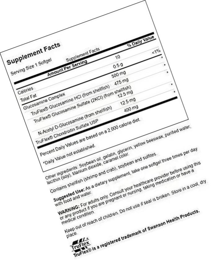 Swanson Glucosamine Complex and Chondroitin Sulfate 500/400 Milligrams 120 Sgels
