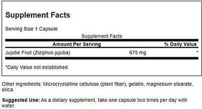 Swanson Jujube Fruit - Full Spectrum Herbal Supplement Promoting a Calm and Relaxed Mind - Natural Formula Supporting Stress and Mood Support - (60 Capsules, 675mg Each)