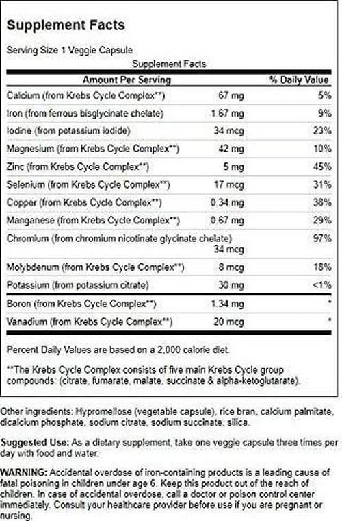 Swanson Krebs Cycle Mineral Chelates 90 Veg Capsules