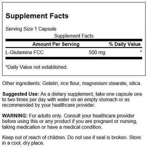 Swanson L-Glutamine Capsules, 500mg, 100-Count
