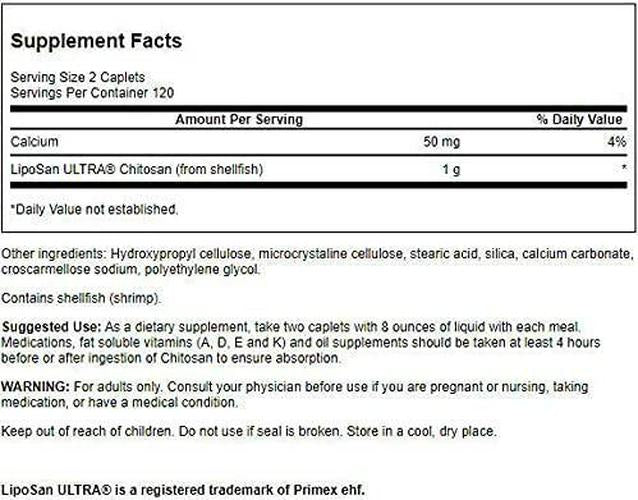 Swanson Liposan Ultra Chitosan 500 mg 240 Cplts