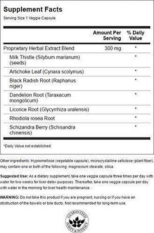 Swanson Liver Tone Liver Detox Formula 300 Milligrams 120 Veg Capsules