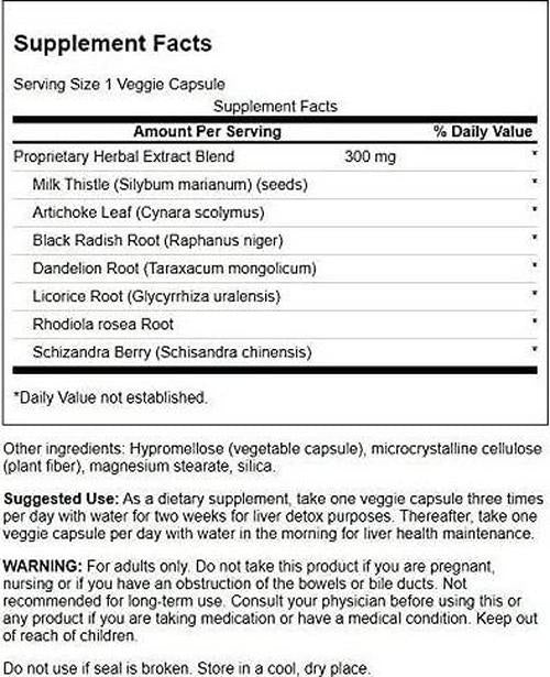 Swanson Liver Tone Liver Detox Formula 300 Milligrams 120 Veg Capsules