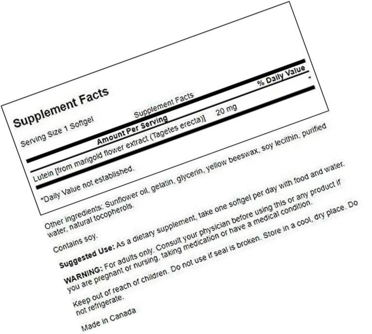 Swanson Lutein 20 Milligrams 120 Sgels