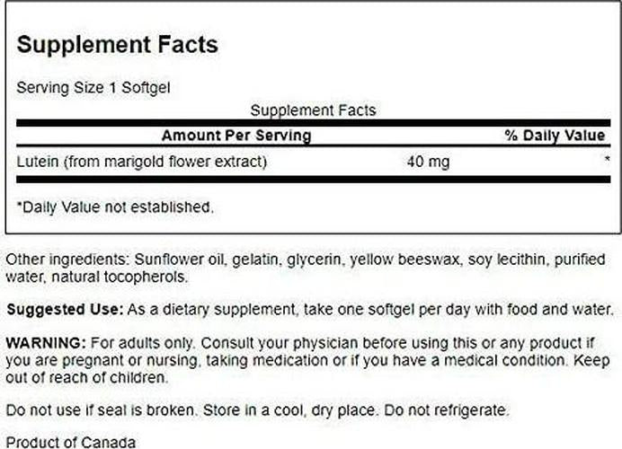 Swanson Lutein Eye Vision Retina Macula Health Supplement 40 mg 60 Softgels Sgels
