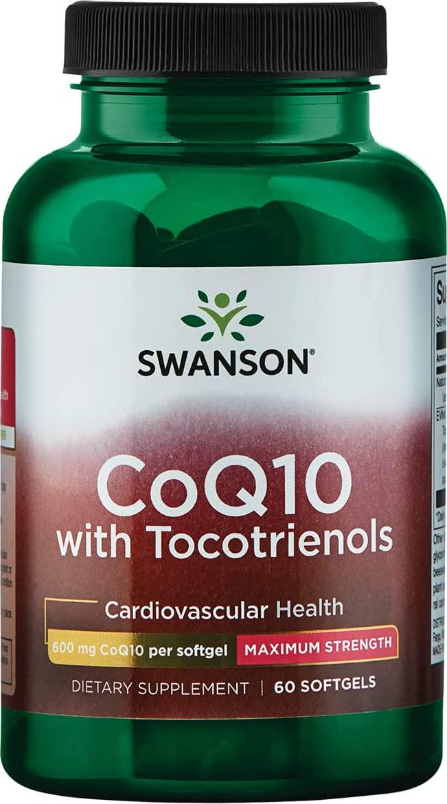 Swanson Maximum Strength Coq10 600 Milligrams w/ 60 Milligrams Tocotrienols 600 Milligrams 60 Sgels