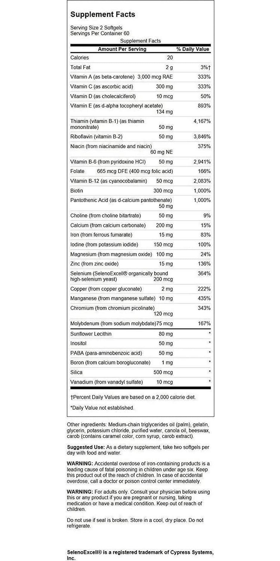 Swanson Multi High Potency 120 Sgels