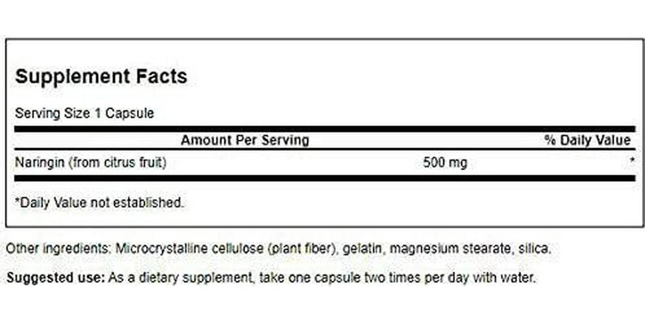 Swanson Naringin 500 Milligrams 60 Capsules