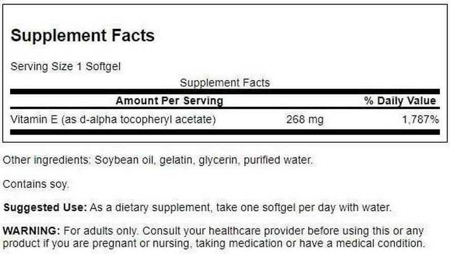 Swanson Natural Vitamin E 400 Iu (268 Milligrams) 250 Sgels