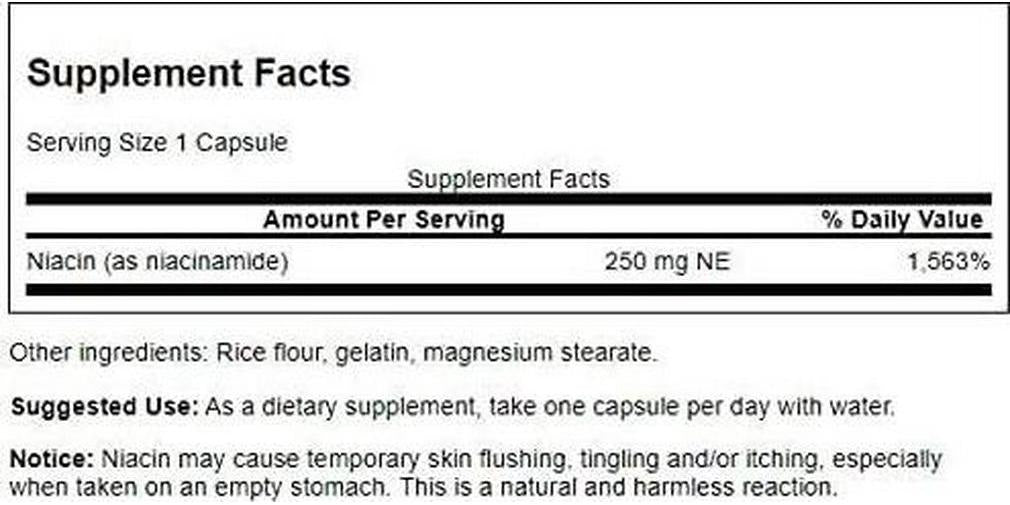 Swanson Niacinamide 250 Milligrams 250 Capsules