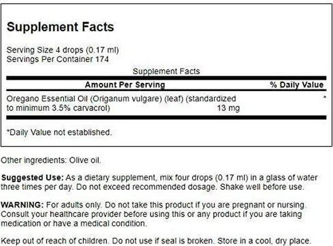 Swanson Oil of Oregano Liquid Extract (Alcohol and Sugar Free) 1 fl Ounce (29.6 ml) Liquid