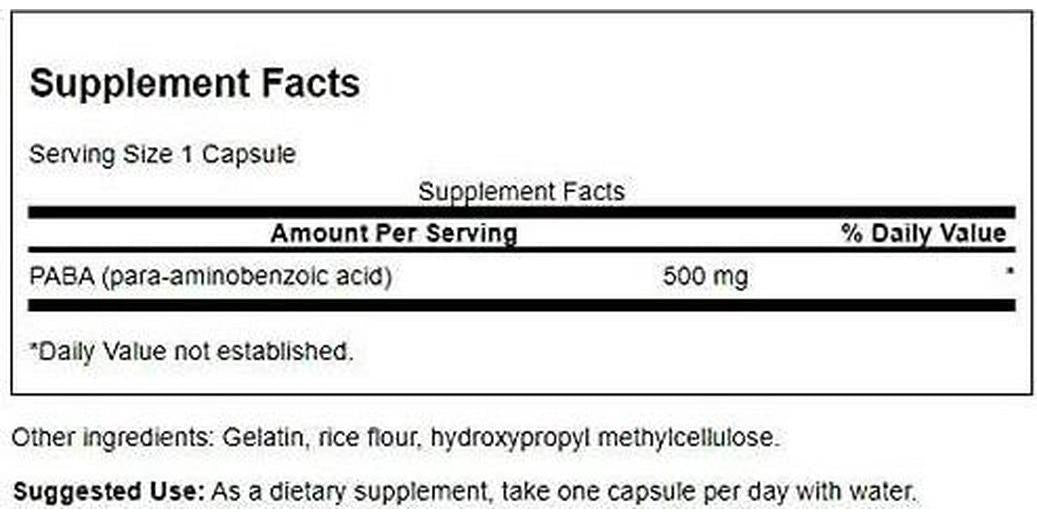 Swanson Paba 500 Milligrams 120 Capsules