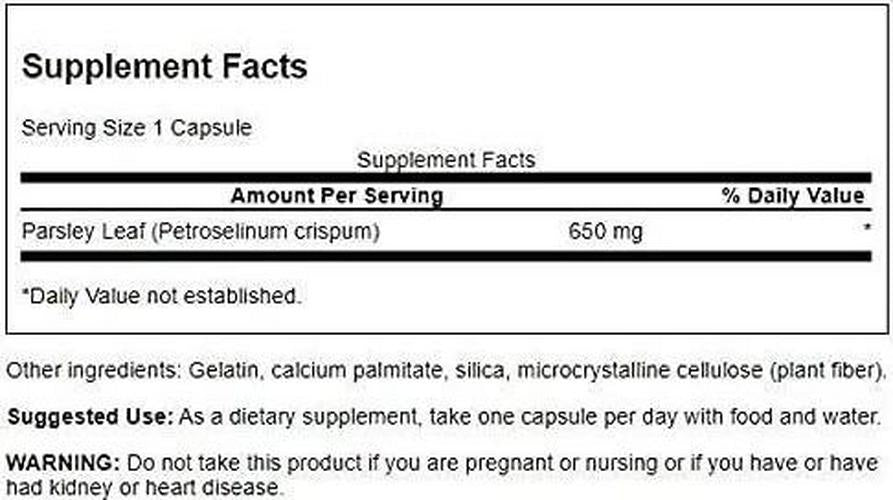 Swanson Parsley 650 Milligrams 90 Capsules