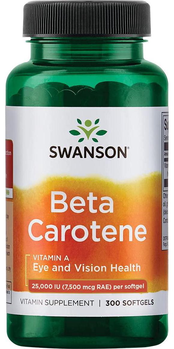Swanson Premium Beta Carotene (Vitamin A) 25 000 IU 300 Softgels