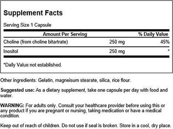 Swanson Premium Choline and Inositol 250mg 250 Capsules