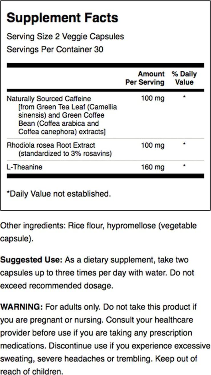 Swanson Pure Energy Metabolism Concentration Mental Focus Mood Support Stress Management Adaptogenic Herbs Herbal Supplement 60 Veggie Capsules (Veg Caps) Vegan