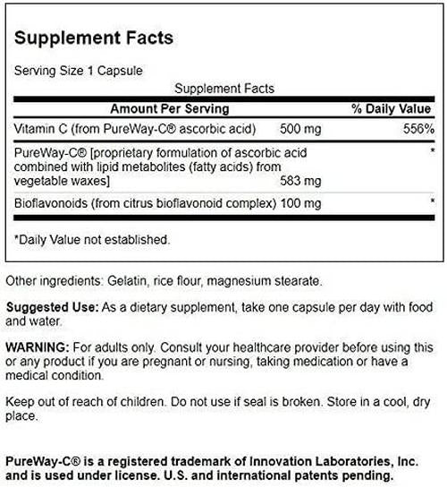 Swanson Pureway-Vitamin C 500 Milligrams with Bioflavonoids 500 Milligrams 90 Capsules