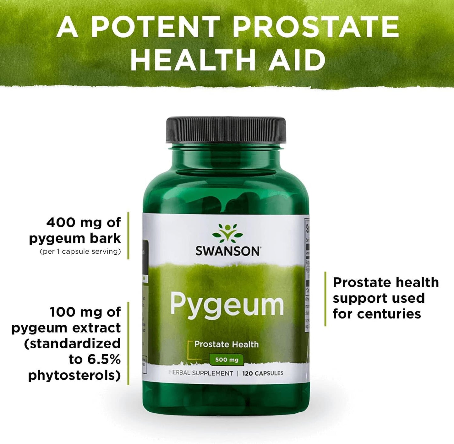 Swanson Pygeum - Herbal Supplement Promoting Male Prostate Health, Bladder, and Urinary Tract Health Support - Men's Health Supplement - (120 Capsules Each, 400 mg)