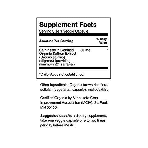 Swanson Saffron Extract-Herbal Supplement Promoting Mood Support -Natural Source of Eye Health Support and Weight Management-Organic Saffron Delivering 2% Safranal-(60 Veggie Capsules, 30mg Each)