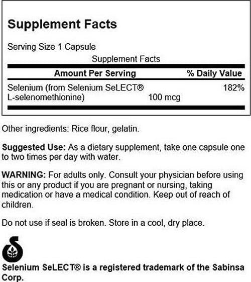 Swanson Selenium (L-Selenomethionine) 100 mcg 200 Capsules