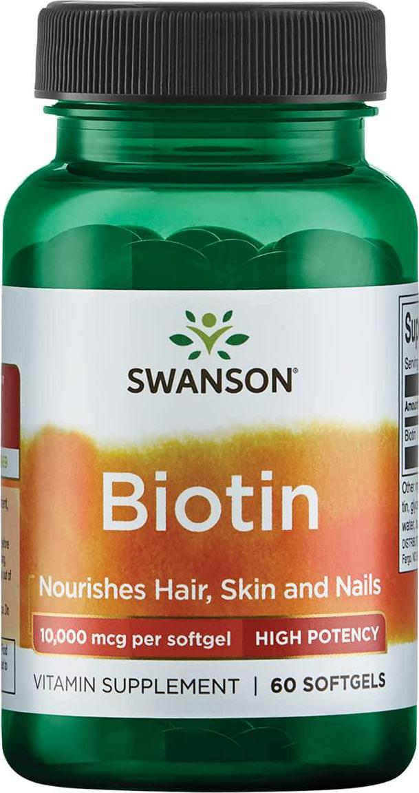 Swanson Super Strength Biotin Vitamin 10000 mcg 60 Sgels
