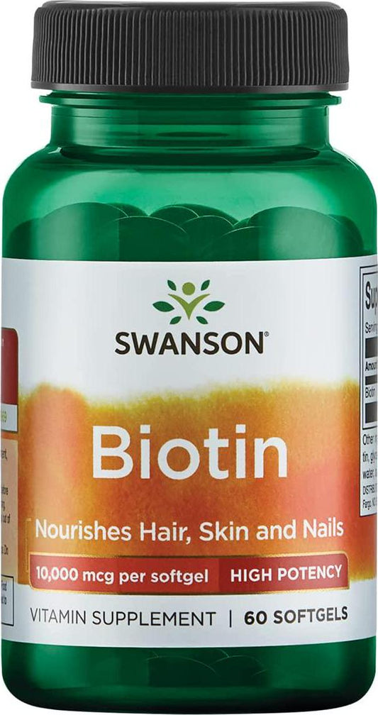 Swanson Super Strength Biotin Vitamin 10000 mcg 60 Sgels