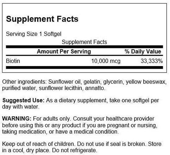 Swanson Super Strength Biotin Vitamin 10000 mcg 60 Sgels