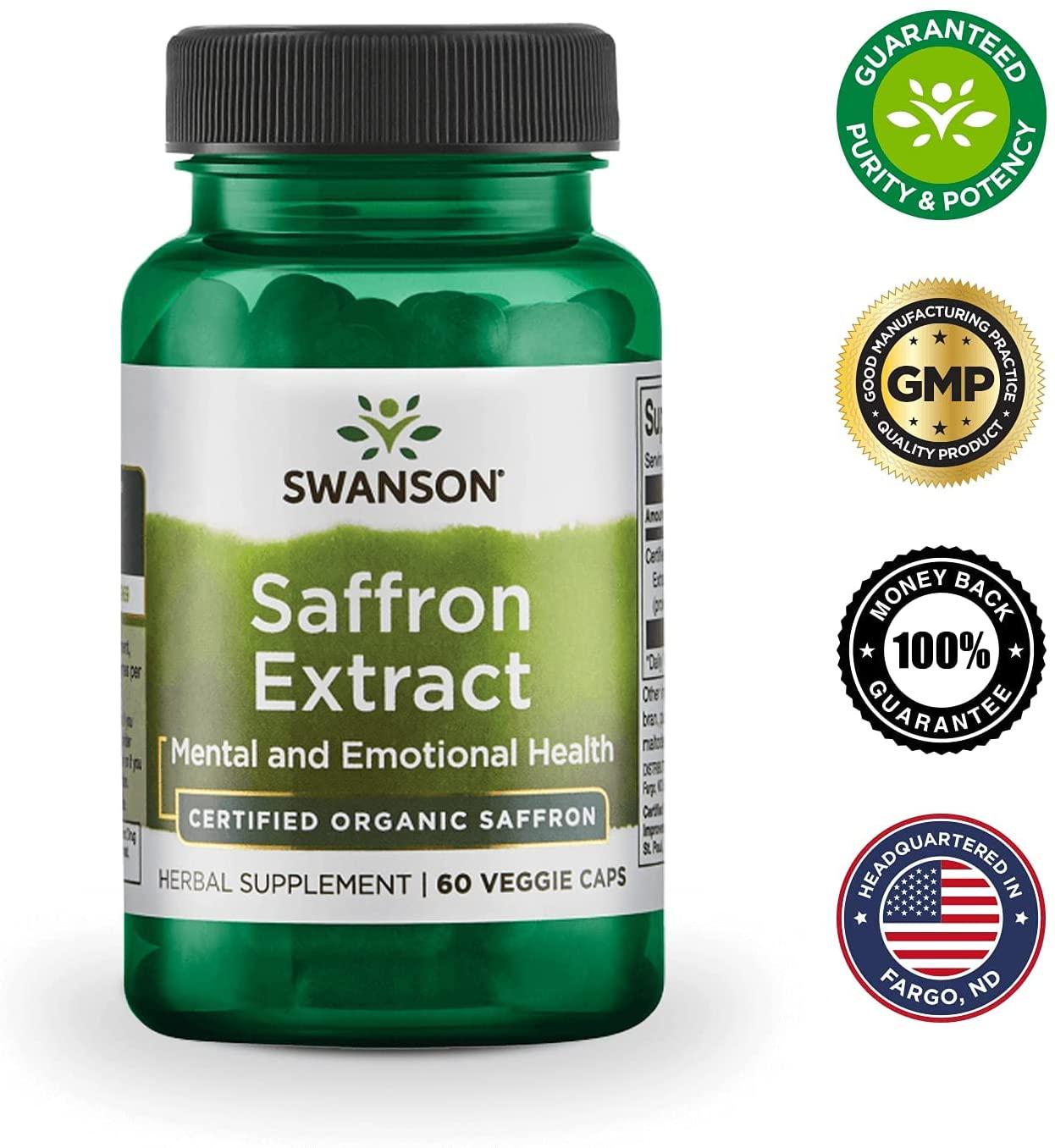 Swanson Superior Herbs Organic Saffron Extract 2% Safranal 30mg 60 Veggie Capsules