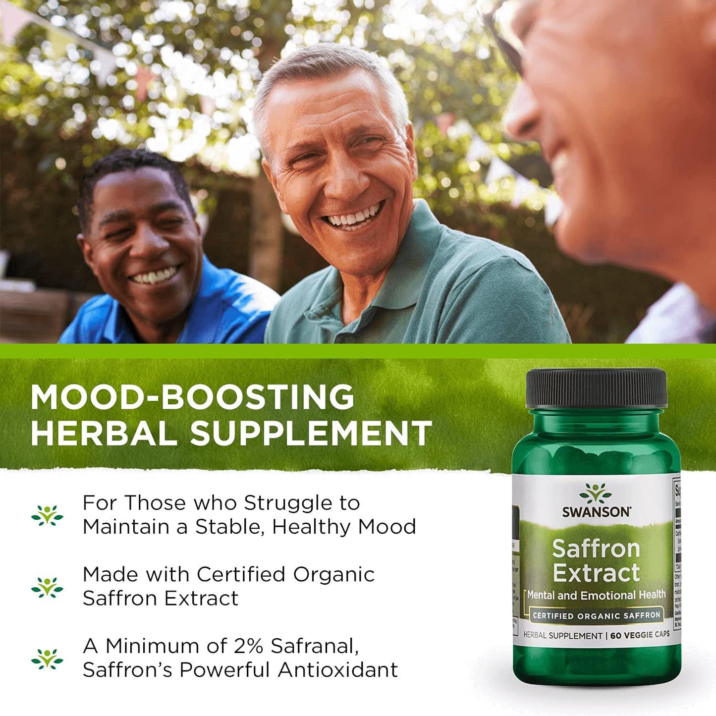 Swanson Superior Herbs Organic Saffron Extract 2% Safranal 30mg 60 Veggie Capsules