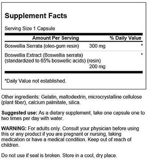 Swanson Superior Herbs Boswellia Serrata Standardised 200mg 120 Capsules