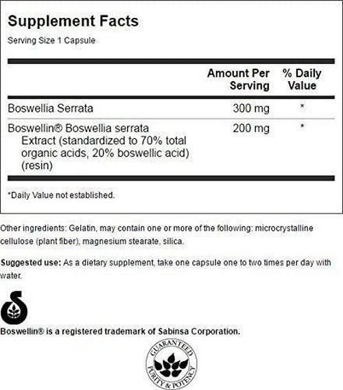 Swanson Superior Herbs Boswellia Serrata Standardised 200mg 120 Capsules