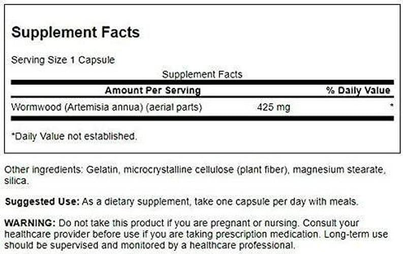 Swanson Sweet Wormwood - May Promote GI Gut Health, Microbial Balance and Digestive Health Support - Herbal Supplement with Artemisinin - (90 Capsules, 425mg Each)
