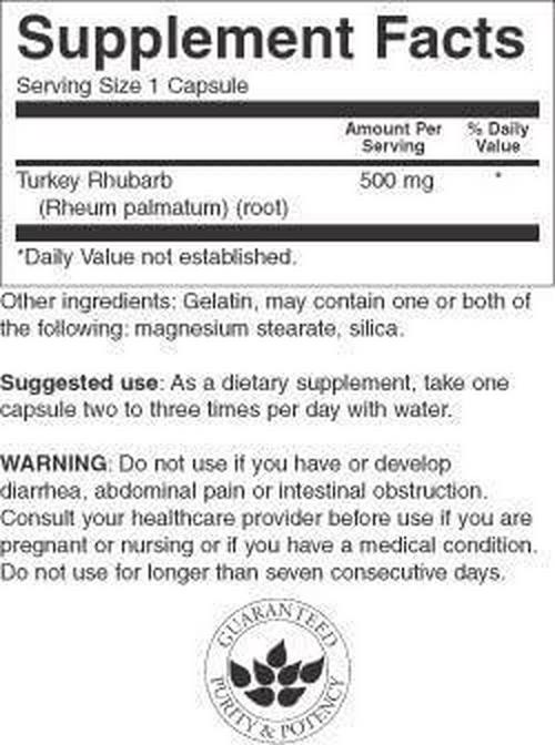 Swanson Turkey Rhubarb 500 Milligrams 100 Capsules