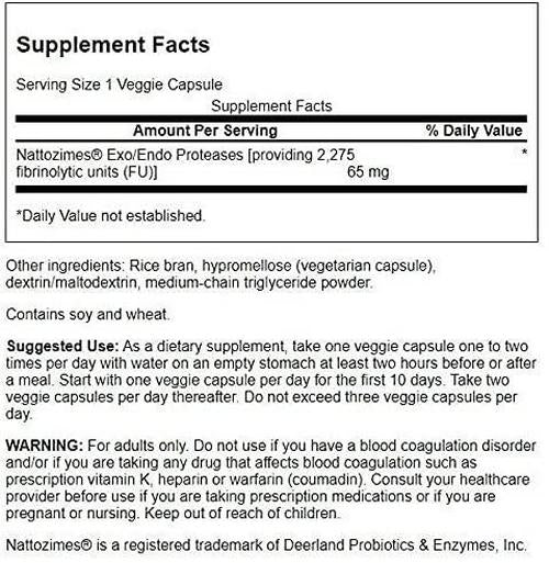 Swanson Ultra Nattozimes 65mg 2275 FU 90 Veggie Capsules