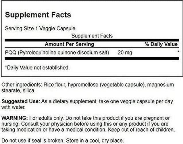 Swanson Ultra PQQ Pyrroloquinoline Quinone 20 mg 30 Veggie Capsules