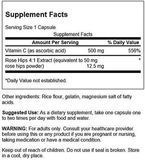 Swanson Vitamin C with Rose Hips 500 Milligrams 400 Capsules